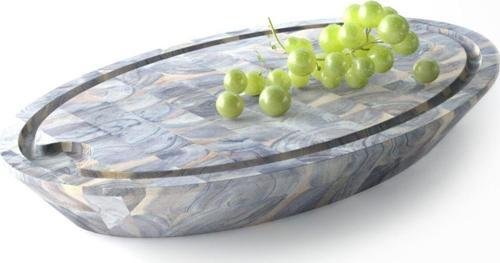 Interbuild Masif Akasya End Grain - Samurai Oval Doğrama Kasap Bloğu - 59x39x7,8 cm- Organik Beyaz