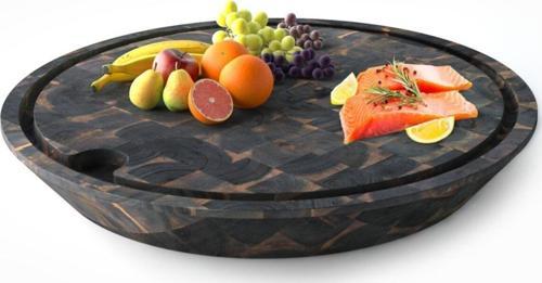 Interbuild Masif Akasya End Grain - Samurai Yuvarlak Doğrama Kasap Bloğu - Çap 65Cmx7,8 cm- Espresso