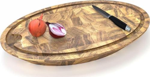 Interbuild Masif Meşe - End Grain - Samurai Oval Doğrama Kasap Bloğu - 59x39x7,8 cm