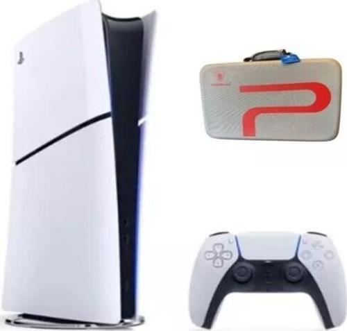 Playstation 5 Slim 1 TB Digital Edition Oyun Konsolu (İthalatçı Garantili) + Sony Playstation 5 Taşıma Çantası Gri/Kırmızı