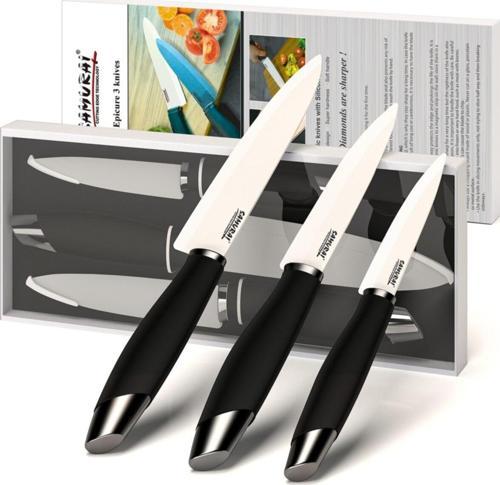 Samuraı Interbuild - Samurai Epikür Profesyonel 3'lü Seramik Bıçak Seti (10 Cm - 12 Cm - 15 Cm) - Beyaz
