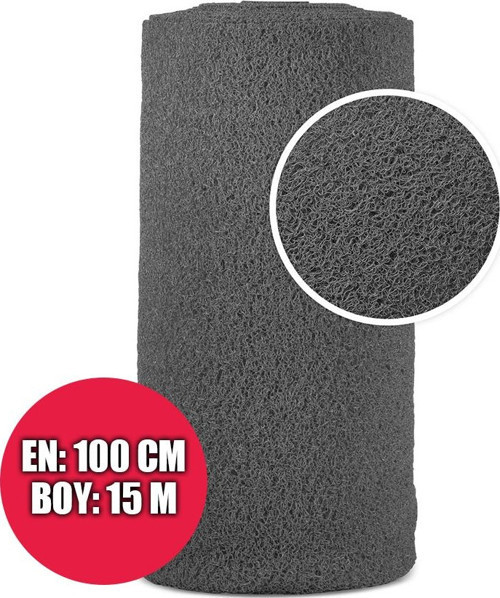 KARMAŞIK PASPAS 1x15 Metre GRİ PVC KIVIRCIK HALI İÇ DIŞ MEKAN YOLLUK KAYDIRMAZ ISLAK ZEMİN PASPASI