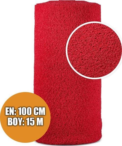 KARMAŞIK PASPAS 1x15 Metre KIRMIZI PVC KIVIRCIK HALI İÇ DIŞ MEKAN YOLLUK KAYDIRMAZ ISLAK ZEMİN PASPASI