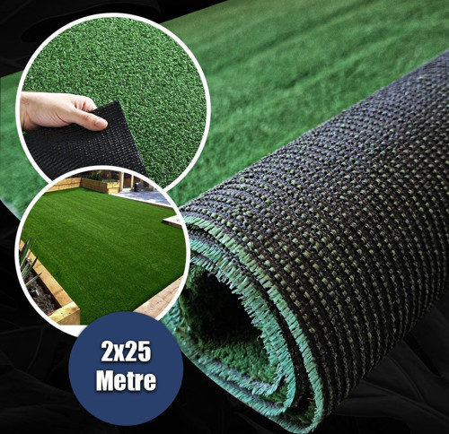 7 MM ÇİM HALI 2x25 Metre SUNİ DEKORATİF ÇİM HALI KAYDIRMAZ TABANLI YAPAY ÇİM PASPASI