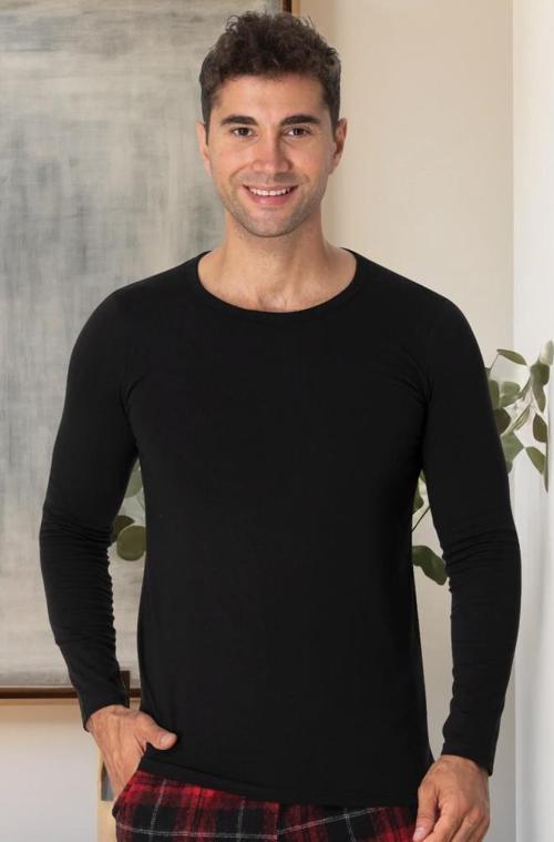 Mecit 2850 Erkek Siyah Bisiklet Yaka Uzun Kollu Likralı Tişört