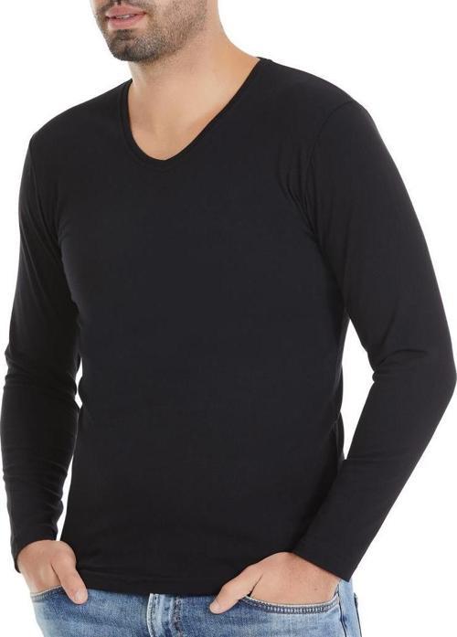 3 Adet Yıldız Erkek Likralı Uzun Kollu T-Shirt Fanila Siyah 351