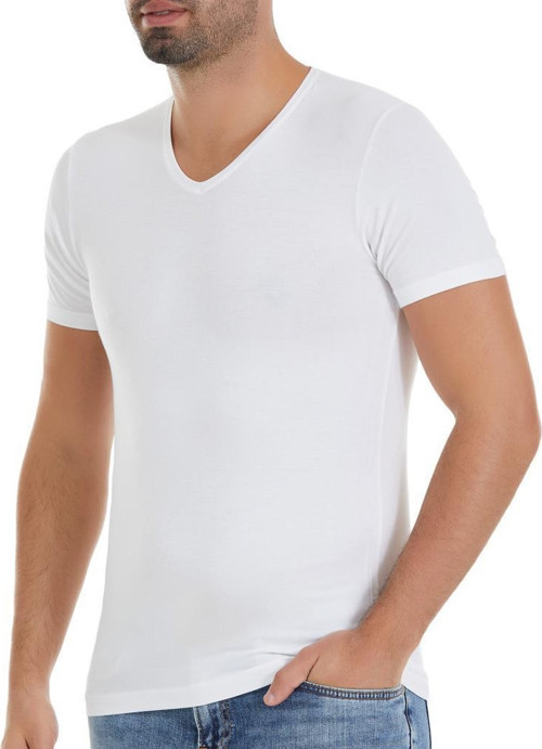 6 Adet Yıldız Erkek Bambu V Yaka T-Shirt Fanila Beyaz 480