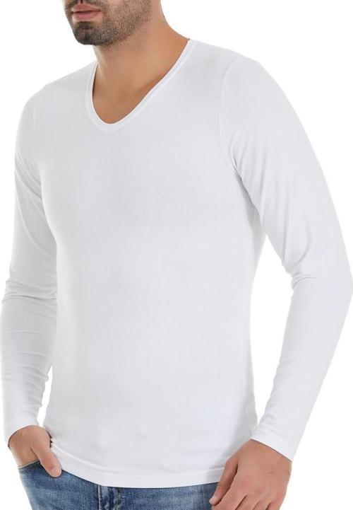 6 Adet Yıldız Erkek Bambu Uzun Kol T-Shirt Fanila Beyaz 485