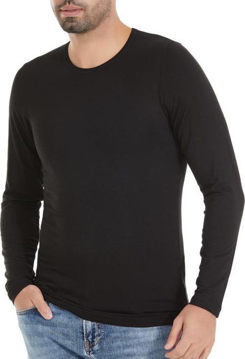 6 Adet Yıldız Erkek Bambu Uzun Kollu T-Shirt Fanila Siyah 496