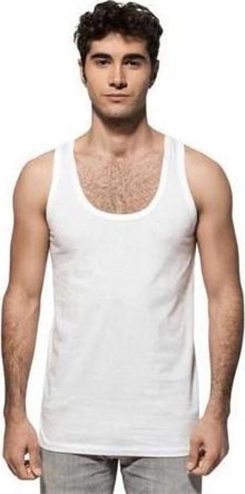 Erkek Yüzde Yüz Pamuklu Tekli Paket Penye Atlet Beyaz 0050