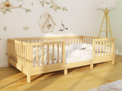 Alaz - Montessorı Önü Çıkabilen  Bebek Ve Çocuk Doğal Ahşap Yer Yatağı