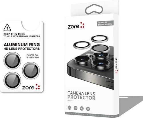 Apple iPhone 16 Pro Zore CL-12 Premium Safir Parmak İzi Bırakmayan Anti-Reflective Kamera Lens Koruy
