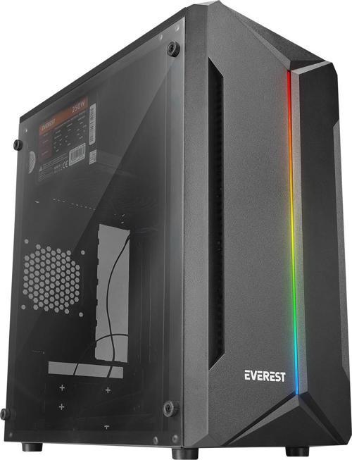 Saber Rgb Led Şeritli Peak 250W Akrilik Yan Panel M-Atx Mini-T Gaming Oyuncu Boş Bilgisayar Kasası