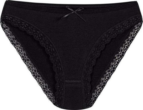 6 Adet Yıldız Bayan Likralı Dantelli Bikini Külot Siyah 3791