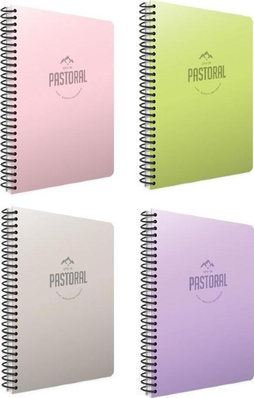 Pastoral 17x24 72 Yaprak Plastik Kapak Spiralli Defter Kareli 4 Adet