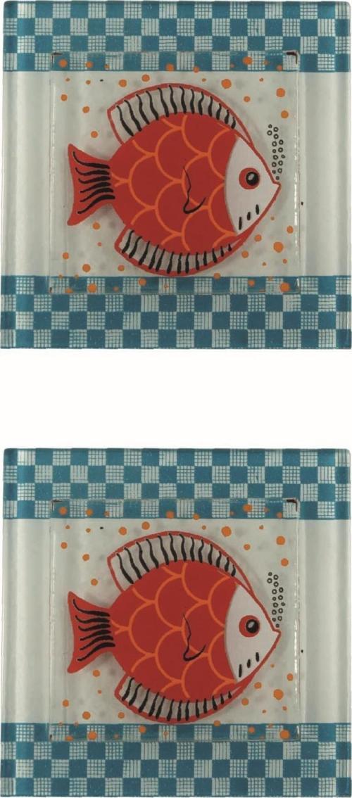 Cam Banyo Gider Kapak Süsü 2 Adet  Cam Gider Kapağı 10x10 cm Balık