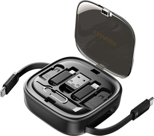 Coofbe 7in1 Makaralı 60W Type-C Şarj Kablosu Ve Type-C to Usb Lightning Dönüştürücü Seyahat Şarj Kablosu