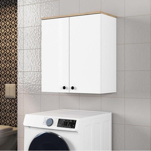 Ferniso Mobilya Banyo Dolabı 2 Kapaklı Beyaz-Ceviz