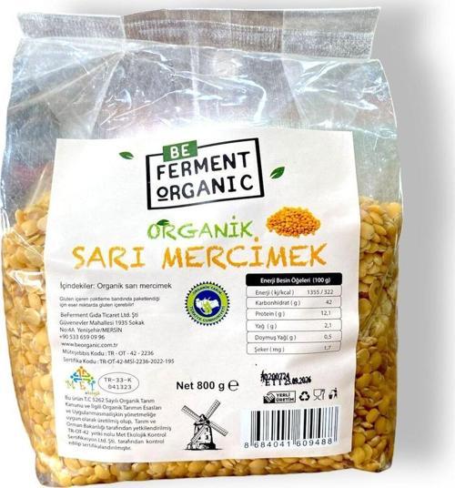 Organik Sarı Mercimek 800 G