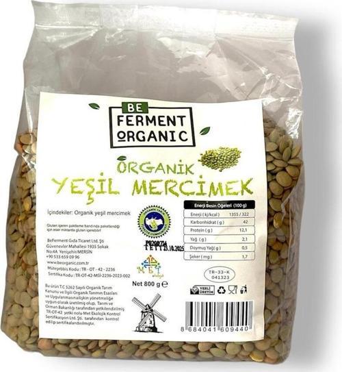 Organik Yeşil Mercimek 800 G