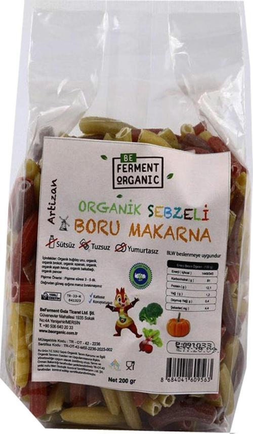 Beferment Organic Artizan Sebzeli Çocuk Boru Makarna 200 G