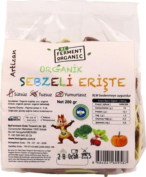 Beferment Organic Artizan Sebzeli Çocuk Erişte 200 G