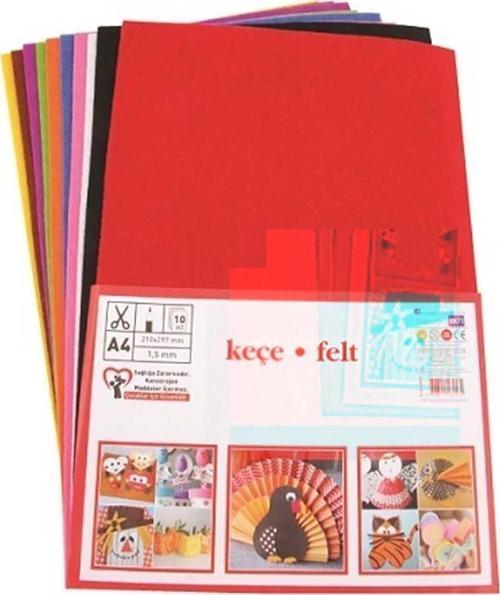 A4-20x30 Cm  Karışık 10 Renk Yapışkanlı Keçe