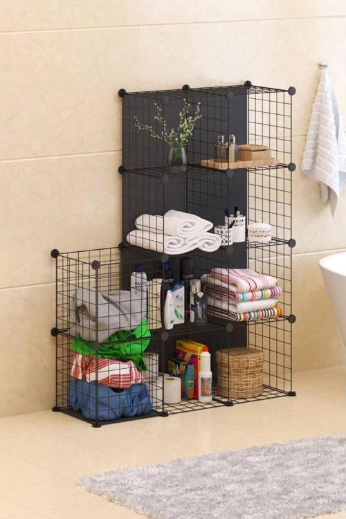 Telorans 10  Bölmeli Tel Küp Çok Amaçlı Organizer Raf Siyah 30 Cm Mutfak, Oyuncak, Kiler,