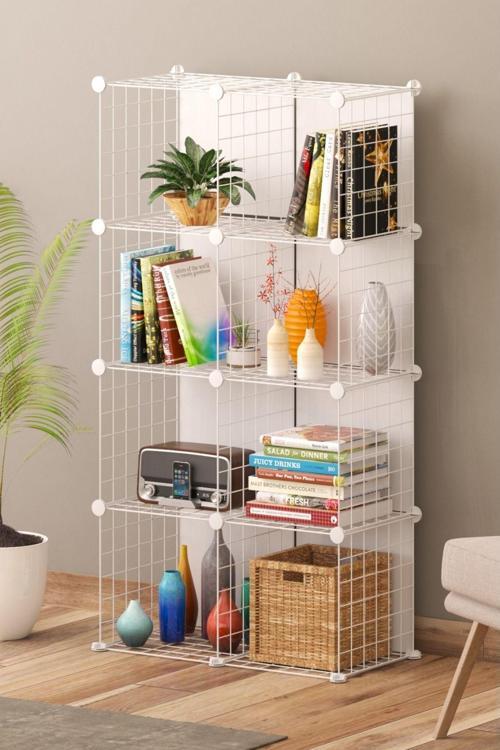 Telorans 8 Bölmeli Çok Amaçlı  Dolap Organizer Raf  Kitaplık Beyaz