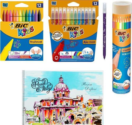 Pastel Boya Keçeli Boya Metal Tüp Kuru Boya 12 li ve Resim Defteri