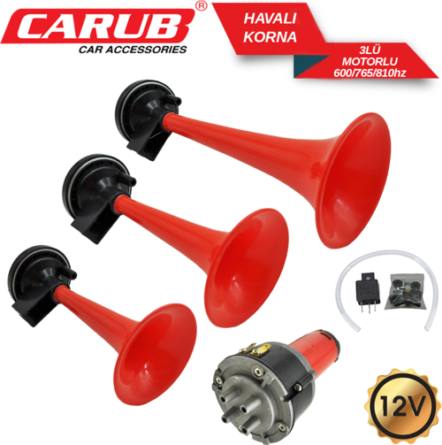 Korna 12V 3Lü Havali Motorlu