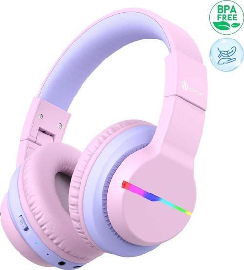 Led Işıklı Güvenli Ses Sınırlı 85 Saat Oynatma Süreli Bluetooth Çocuk Kulaklığı Lila Mor