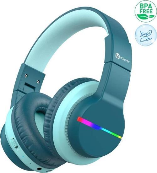 Led Işıklı Güvenli Ses Sınırlı 85 Saat Oynatma Süreli Bluetooth Çocuk Kulaklığı Yeşil