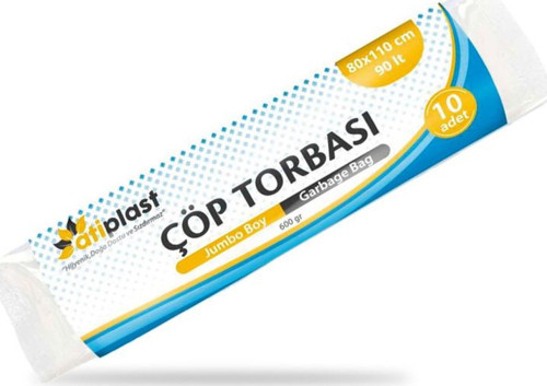 Çöp Torbası Endüstriyel Jumbo Boy 500 gr 80 x 110 cm Siyah 5 Rulo