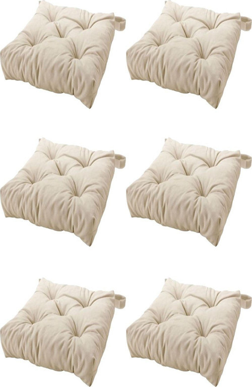 Malında Sandalye Minderi Ekru 6 Adet 40/35X38X7 Cm