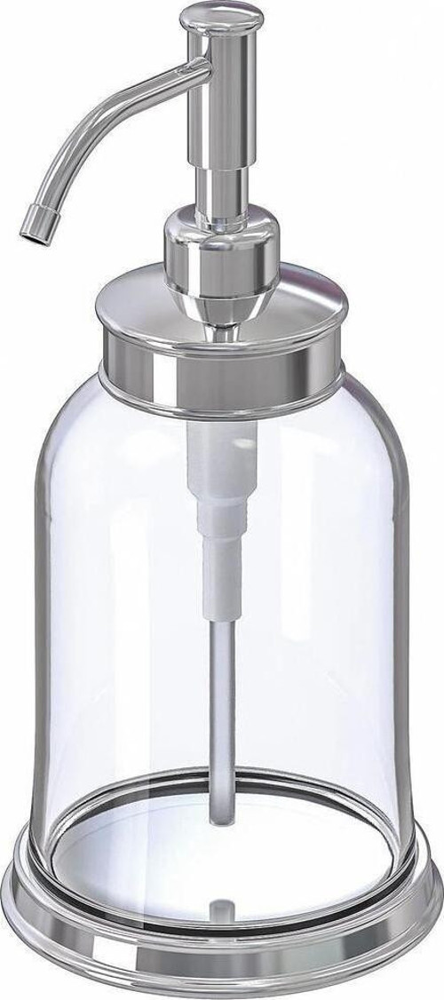 2 Parça Cam Banyo Seti 300 Ml Krom Kaplama Şeffaf Sıvı Sabunluk-Diş Fırçalık Seti Modern-Sade Banyo