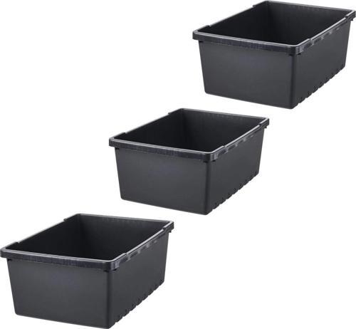 3 Adet Çok Amaçlı Düzenleyici Kutu 35X25X14 Cm İkea 3'Lü Set Plastik Saklama Kutusu Siyah