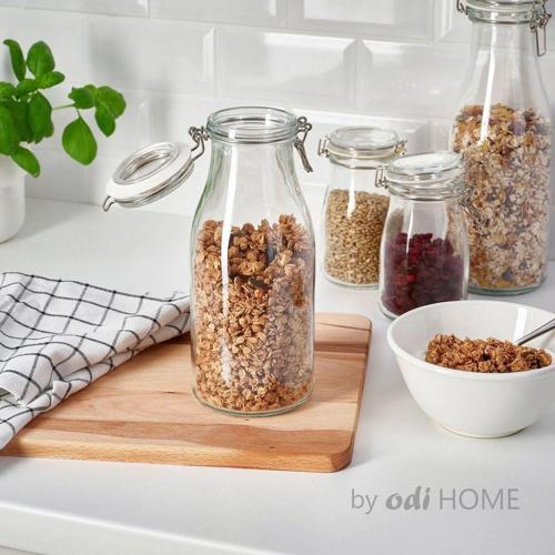 Kapaklı Çok Amaçlı Cam Kavanoz Kuru & Yaş Gıda Kavanozu 1 Litre