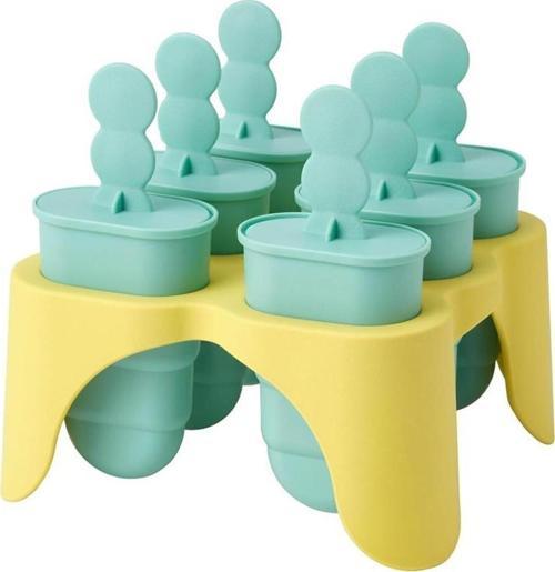 Plastik Uppfylld Turkuaz-Sarı Dondurma Kalıbı 6 Adet 13X12X13 Cm 11 X 7
