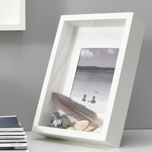 Sannahed 21X30 Cm A4 Beyaz Çiçek Konabilen Derin Kutu Çerçeve Ahşap Fotoğraf Resim Çerçevesi