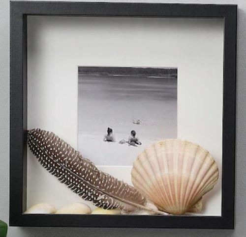 Sannahed 25X25 Cm Siyah Çiçek Konabilen Derin Kutu Çerçeve Ahşap Fotoğraf Resim Çerçevesi