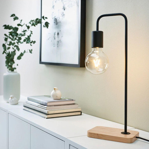 Tvarhand Lamba 47 Cm Bambu Taban Çelik Gövde Masa Gece Lambası Abajur