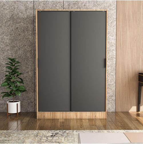 Berceste Antrasit Atlantik Çam 2 Sürgü Kapaklı 8 Bölmeli Dolap Gardırop 120x48 cm