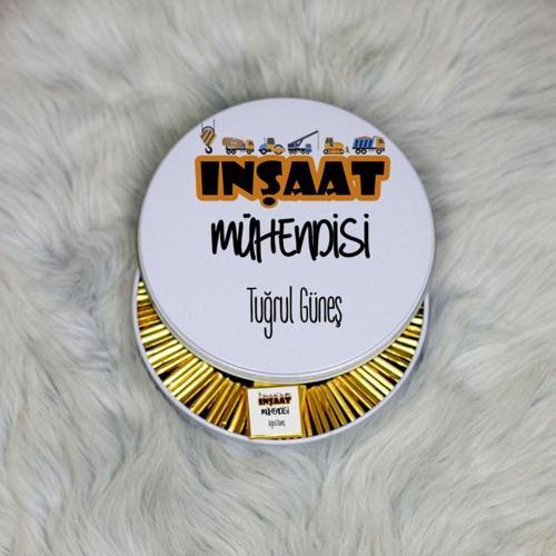 İnşaat Mühendisine Hediye Metal Kutuda Çikolata 100 Adet 002