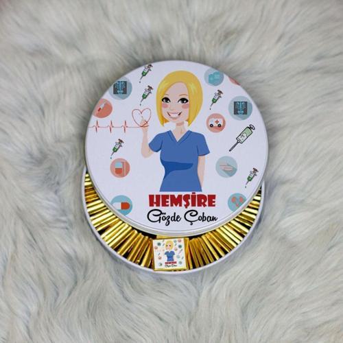 Hemşire Metal Kutuda Çikolata 100 Adet 001
