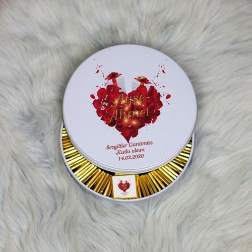 Sevgiliye En Güzel Hediye Metal Kutuda Çikolata 100 Adet 005