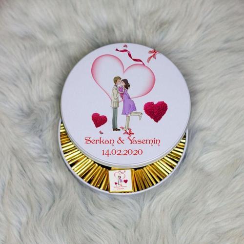 Sevgiliye Hediye Metal Kutuda Çikolata 100 Adet 011