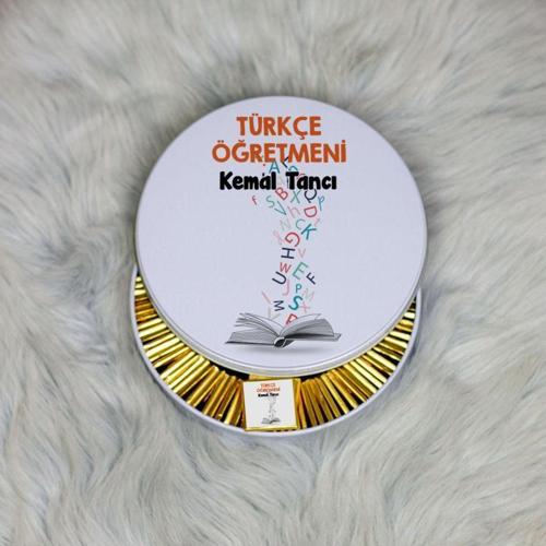 Türkçe Öğretmeni Metal Kutuda Çikolata 100 Adet 001