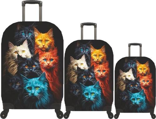 Valiz Kılıfı, Bavul Kılıfı Büyük, Orta, Kabin Boy Kılıf Seti, My 86 Kedi Çete