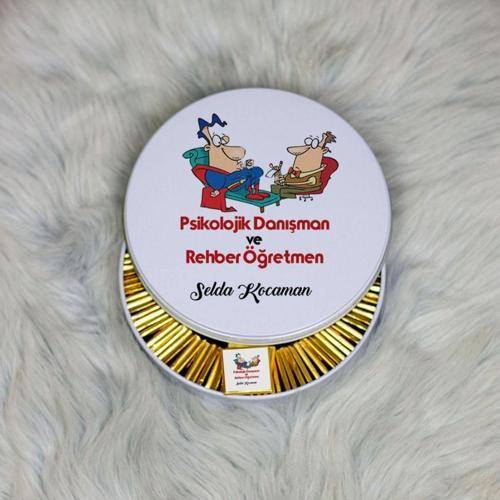 Psikolojik Danışman Ve Rehber Öğretmen Metal Kutuda Çikolata 100 Adet